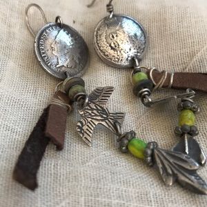 Earrings Sterling & leather